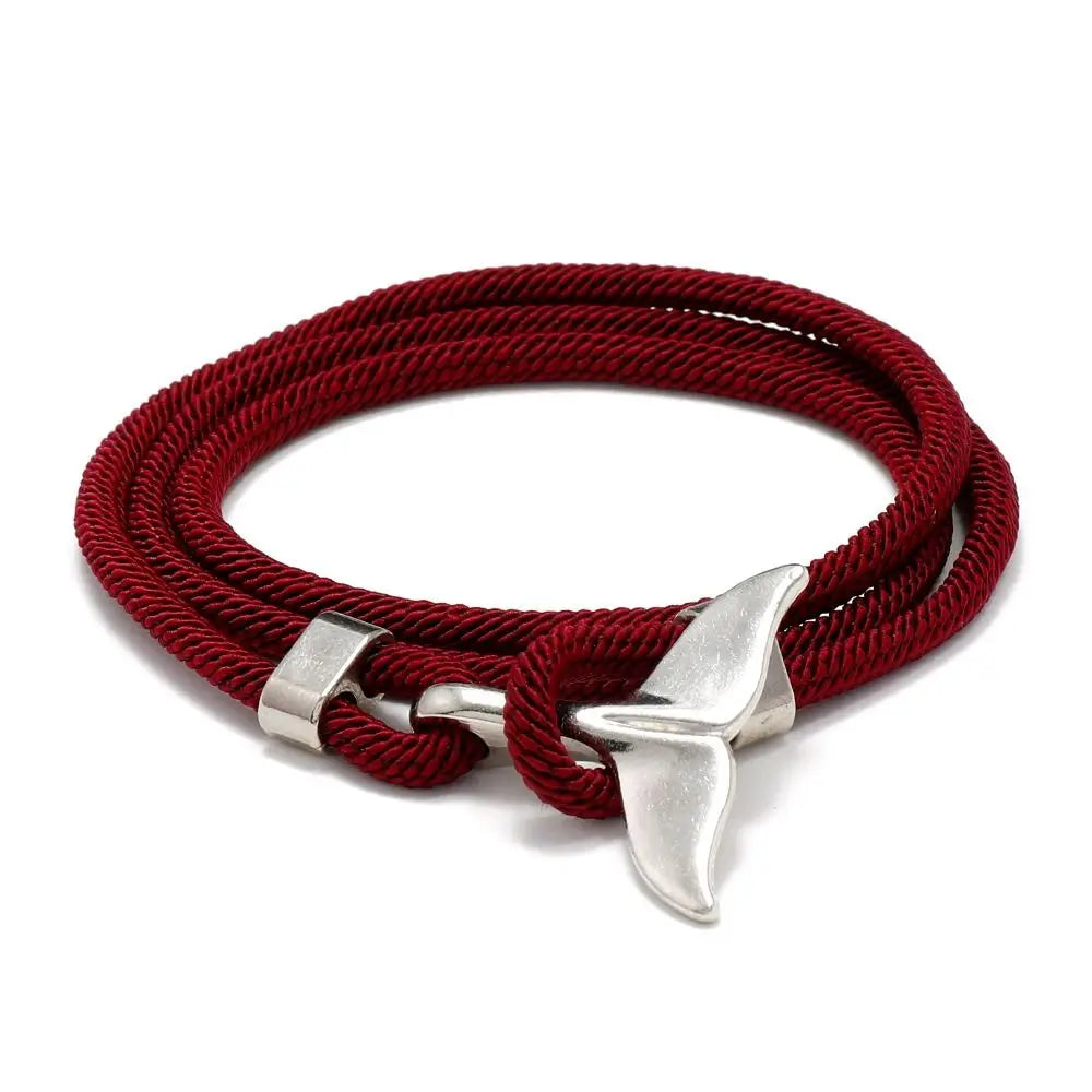 Whale Tail Braided Rope Charm Bracelet – Ocean Series Unisex