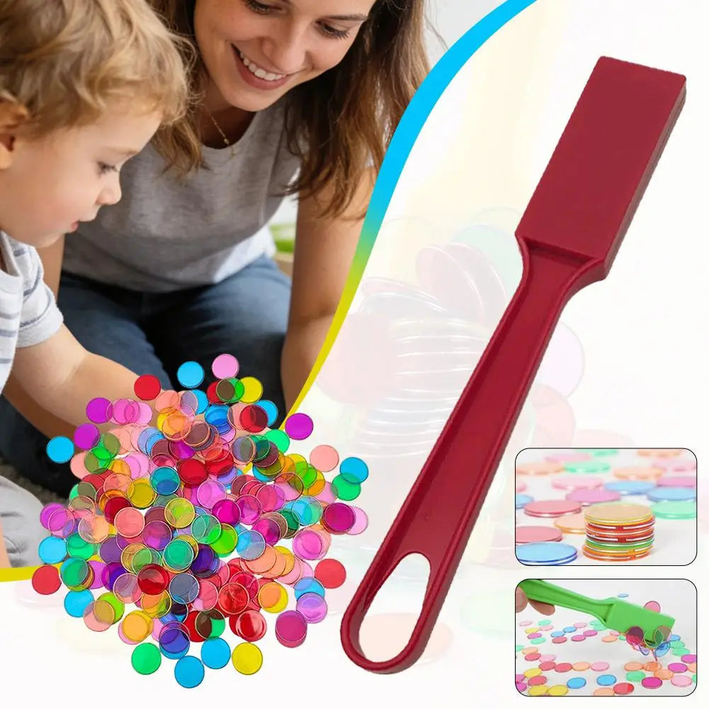 Montessori Magnetic Bingo Chips & Wand Set – 100pc Color Sort Educational Game Set PLUSH