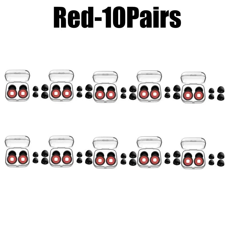 Silicone Earplugs Noise Reduction Soundproof Sleep Ear Plugs Noise Reduction Earplugs PLUSH Red-10Pairs