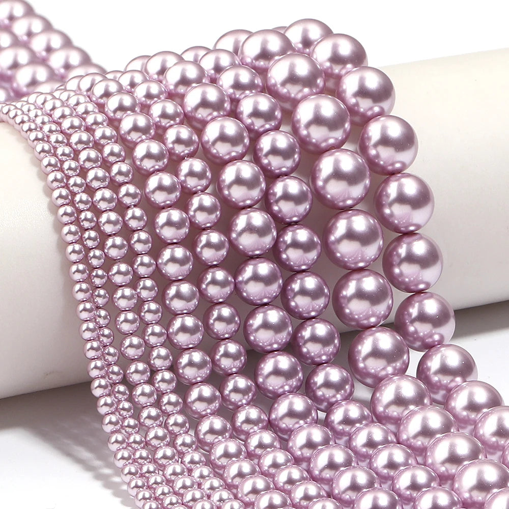 Purple Pearlescent Glass Spacer Beads 3–10mm | Imitation Pearl Glass Spacer Beads PLUSH