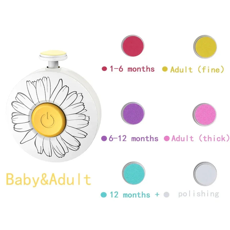 Electric Baby Nail Trimmer & Polisher – Safe Newborn Kit Baby Nail Trimmer PLUSH white 6 grind heads