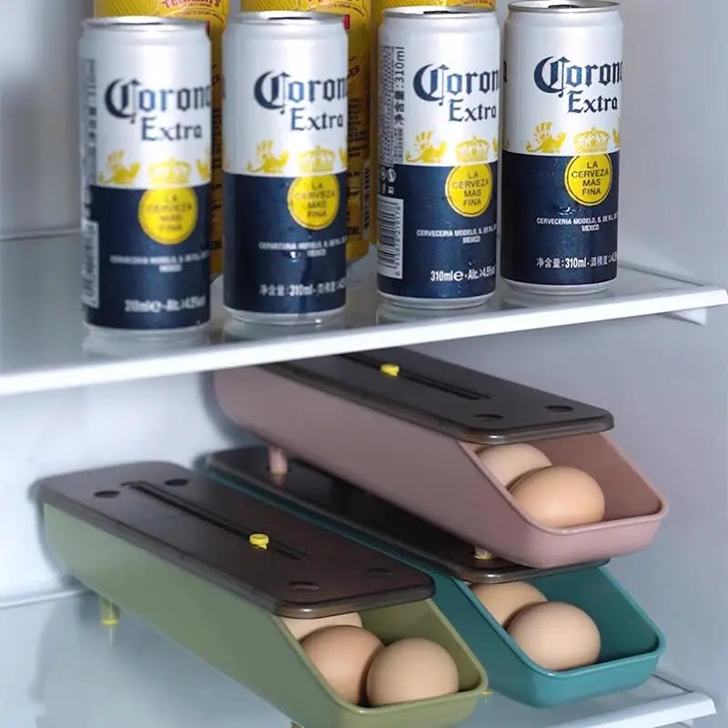 Automatic Rolling Egg Storage Box – Fridge Organizer Tray Egg Storage Organizer PLUSH