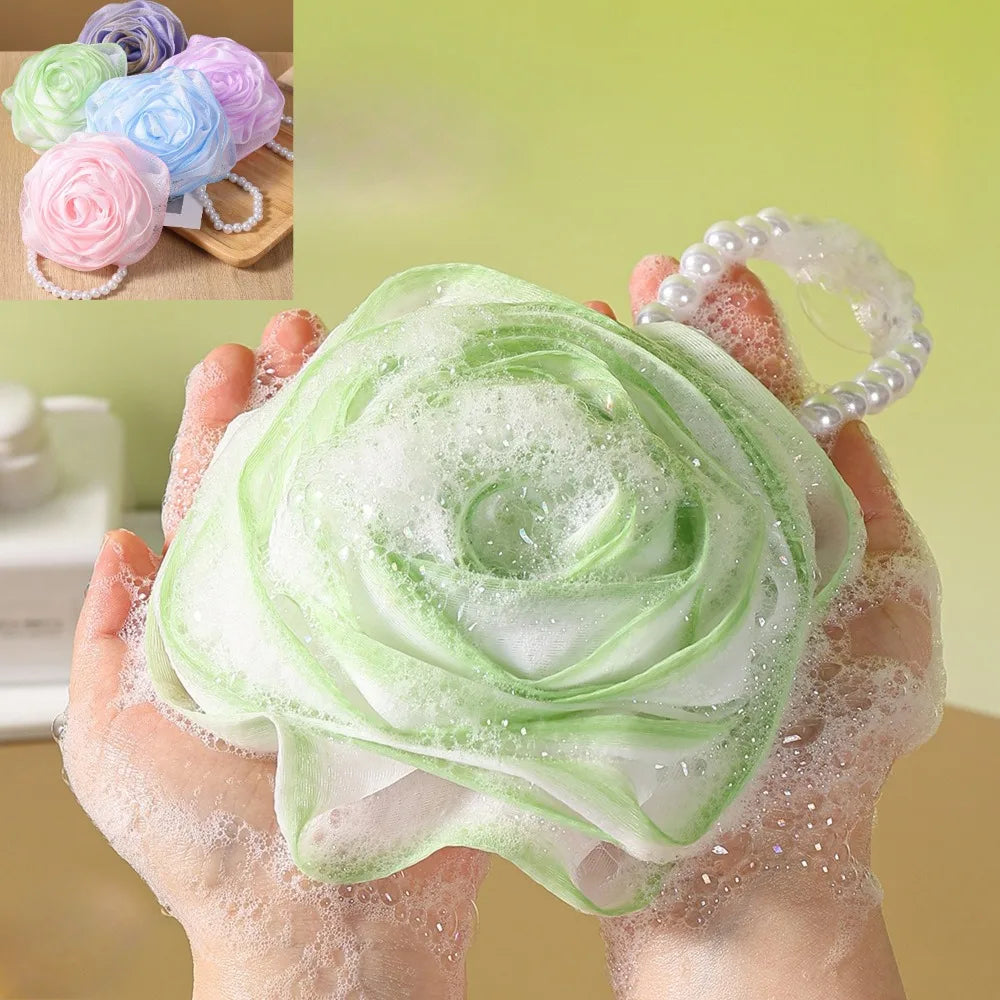 Pearl Rose Exfoliating Bath Sponge – Foaming Mesh Scrubber Bath Mesh Scrubber PLUSH