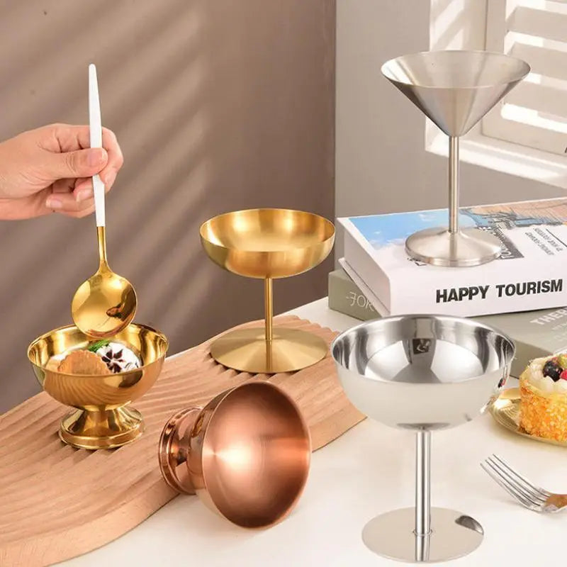 Stainless Steel Dessert Cup – Shatterproof Glossy Stemware Dessert Stemware Cup PLUSH