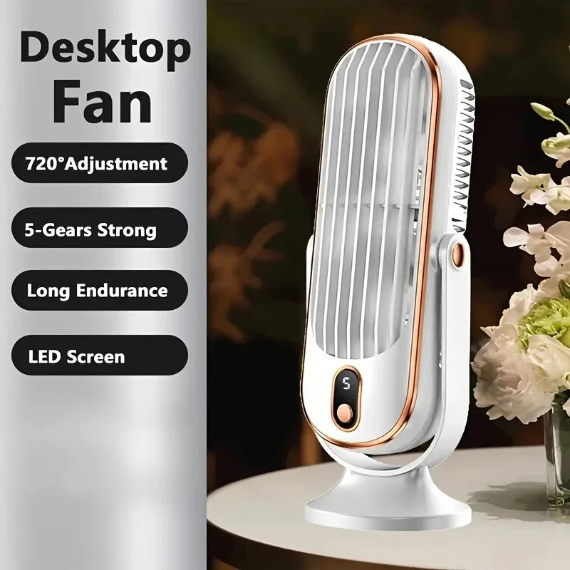Portable Air Cooler Fan – 5-Speed 720° Dual Motor Cooling Portable Cooling Fan PLUSH White