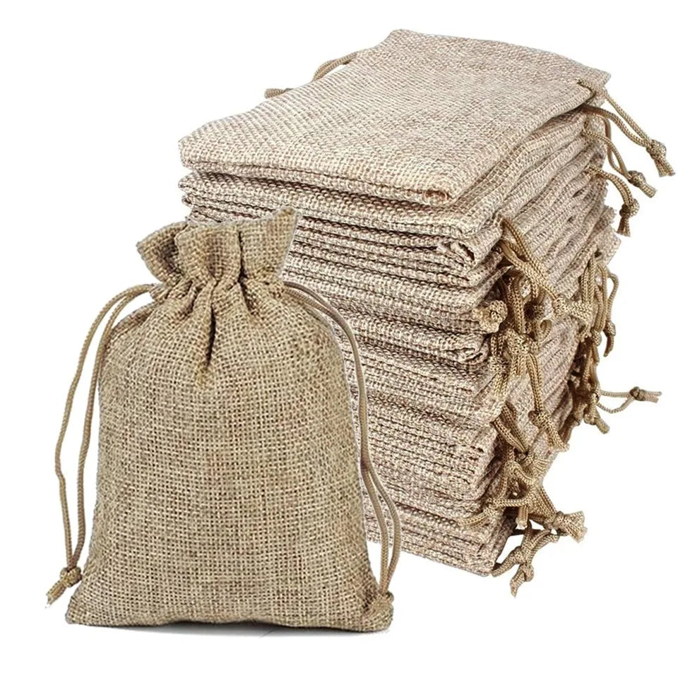 Brown Burlap Drawstring Gift Bags 10/20pcs – Wedding Favors Drawstring Gift Bags PLUSH