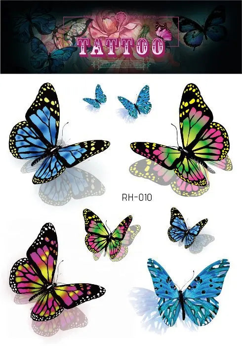 Purple Fairy Butterfly Glitter Temporary Tattoo Stickers