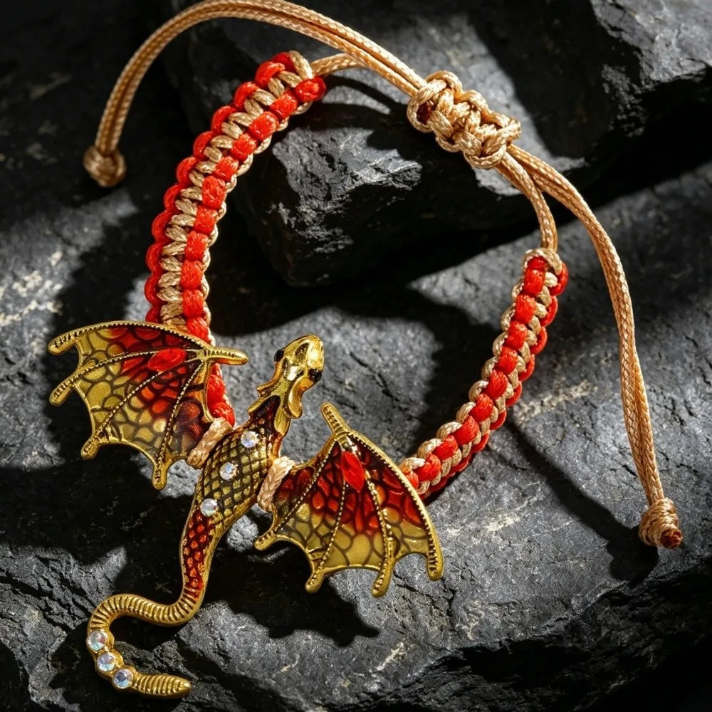 Dragon Braided Rope Bracelet – Adjustable Punk Woven Wristband Fashion Bracelet PLUSH