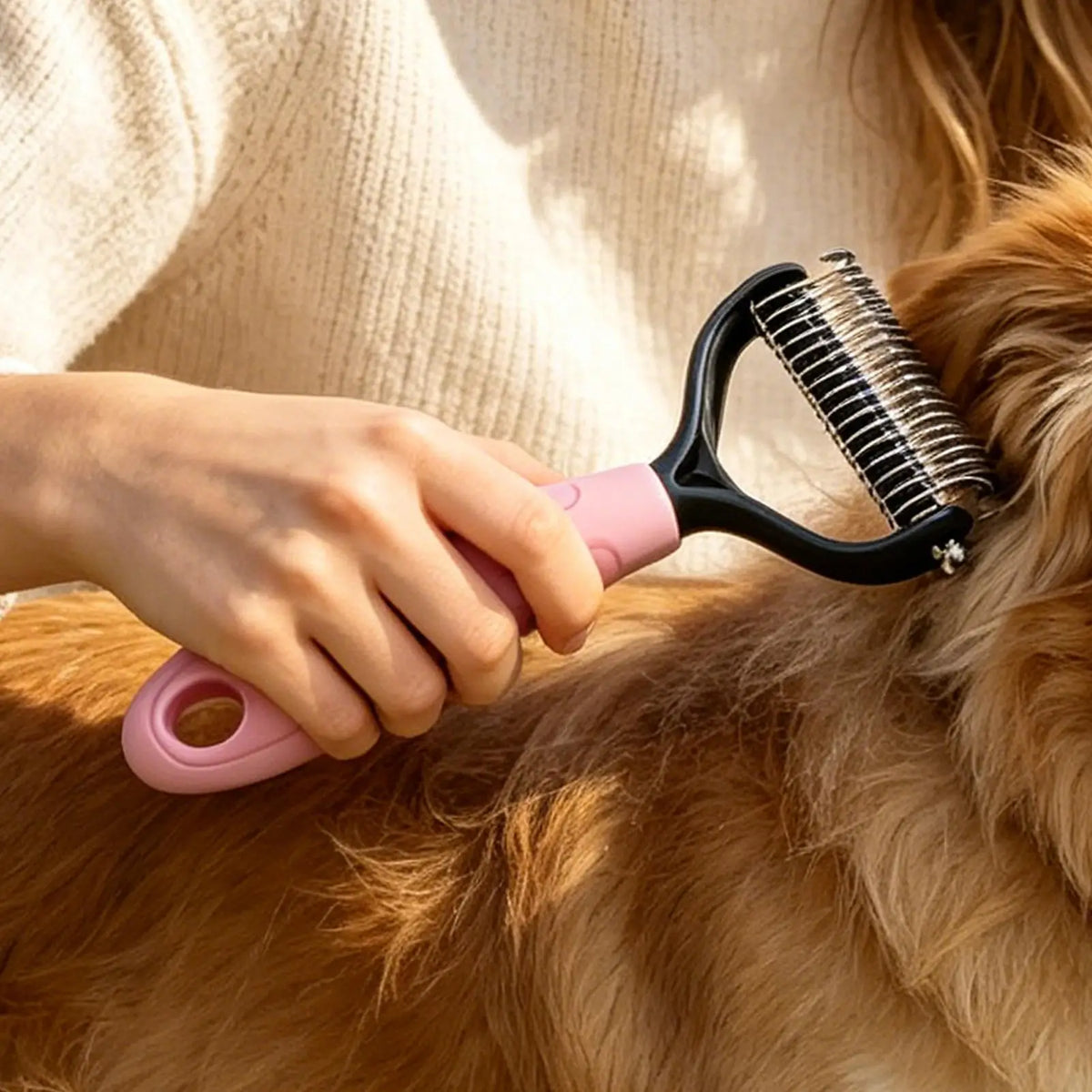 Pet Deshedding Brush – Dog & Cat Undercoat Rake Grooming Pet Grooming Brush PLUSH
