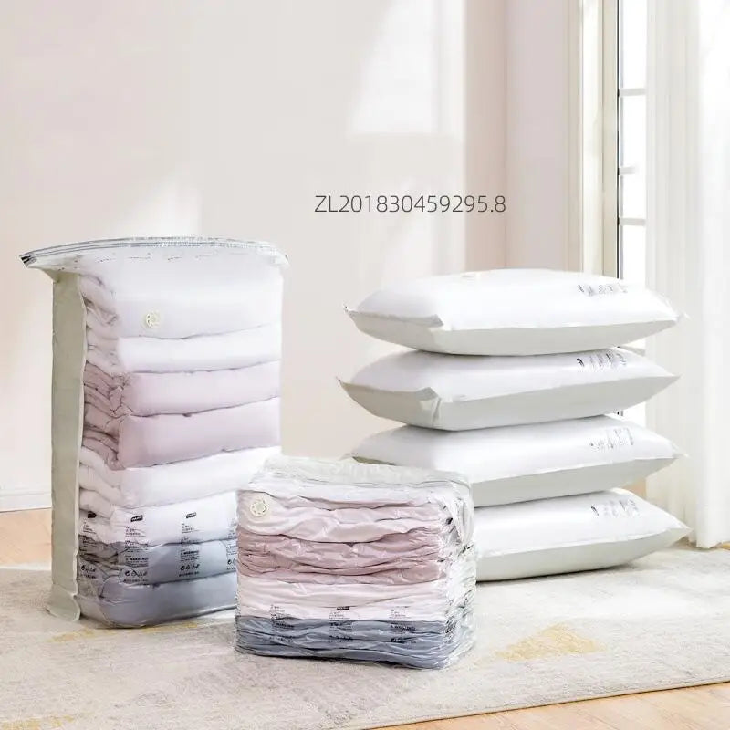 TAILI No-Pump Vacuum Storage Bags for Clothes & Blankets 3-5pc Vacuum Storage Bags PLUSH