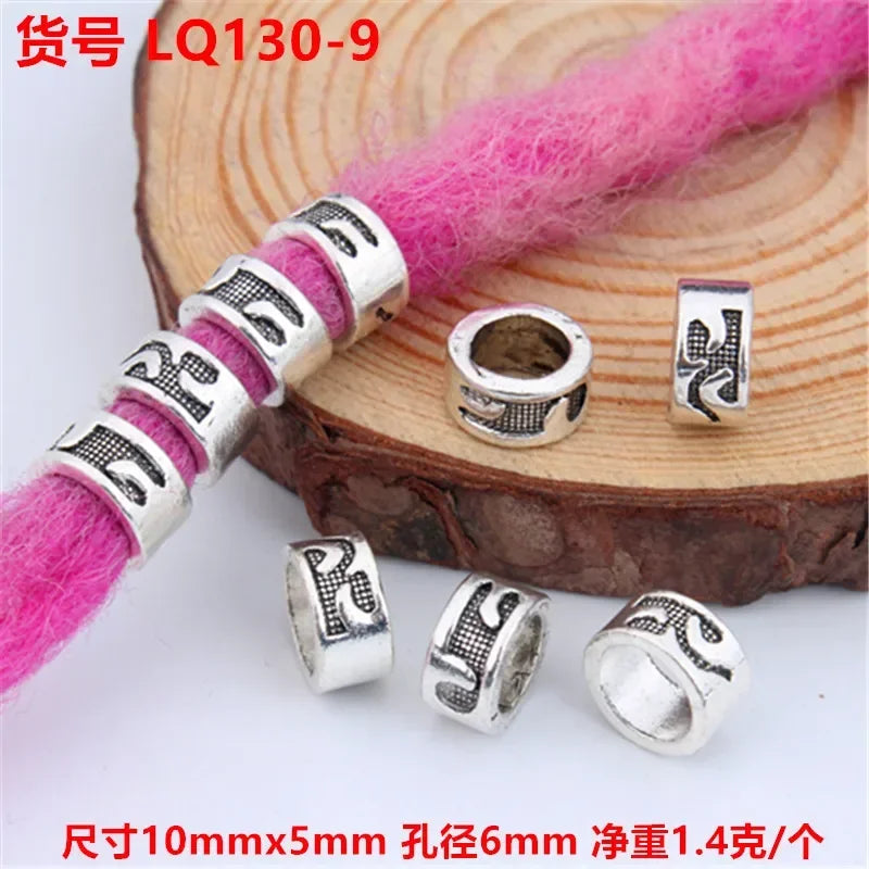 5pcs Viking Dreadlock Hair Braid Beads Cuffs Rings Gold Silver Hair Braid Cuffs PLUSH 5pcs LQ130-9