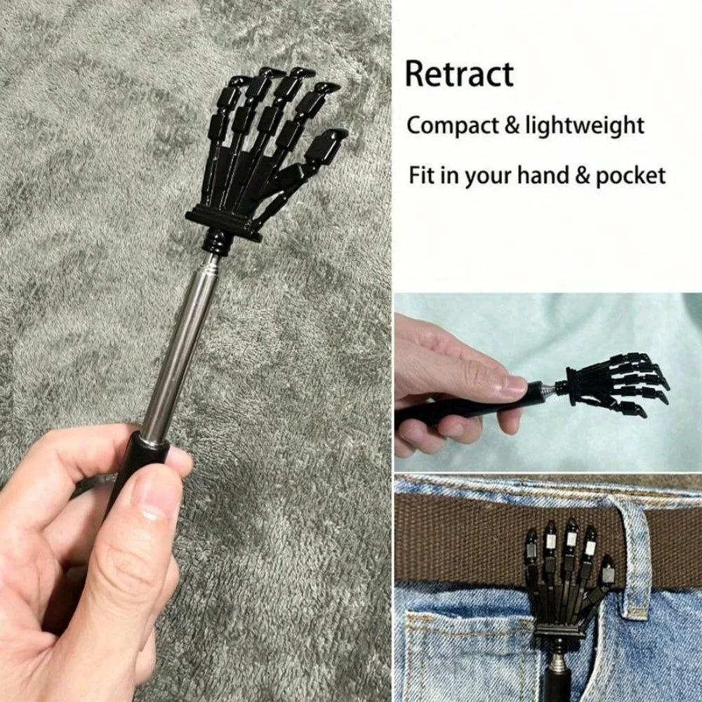 Skeleton Hand Back Scratcher – Extendable Stainless Steel Back Scratcher Massager PLUSH