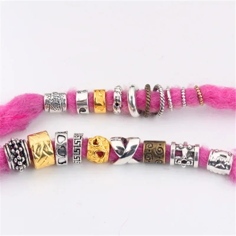 5pcs Viking Dreadlock Hair Braid Beads Cuffs Rings Gold Silver Hair Braid Cuffs PLUSH