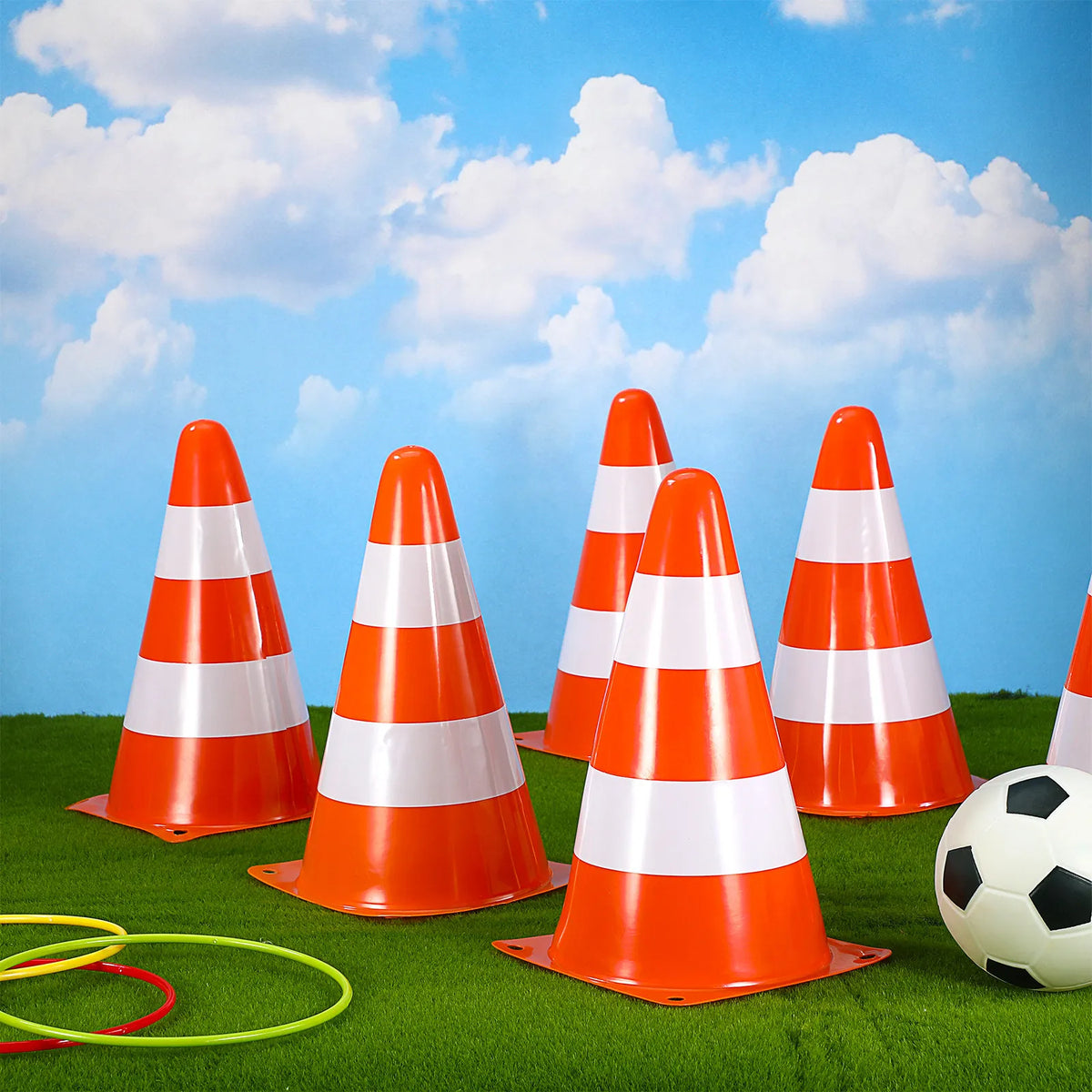 6-Pack Heavy Duty Reflective Stackable Traffic Cones Set Traffic Safety Cones PLUSH