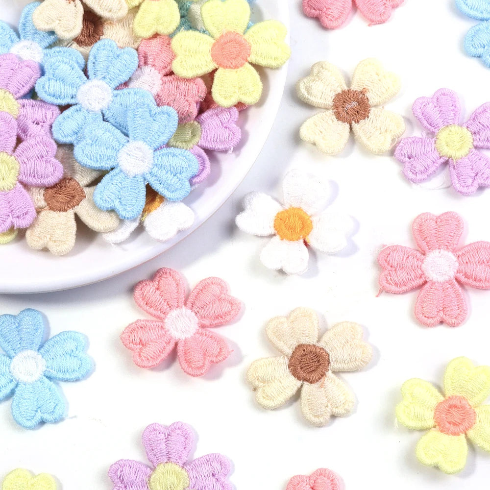 20pcs Flower Embroidered Sew-On Patches – Multicolor Appliques Embroidered Sew-On Patches PLUSH