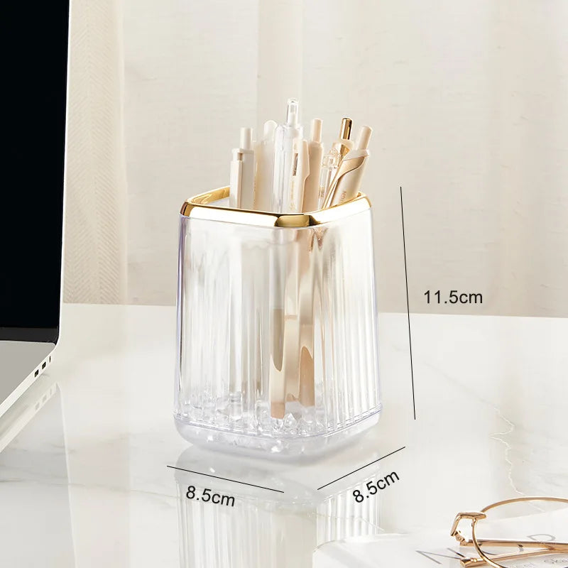 Desktop Makeup Brush Holder & Cosmetic Organizer Box Makeup Brush Organizer PLUSH transparent white