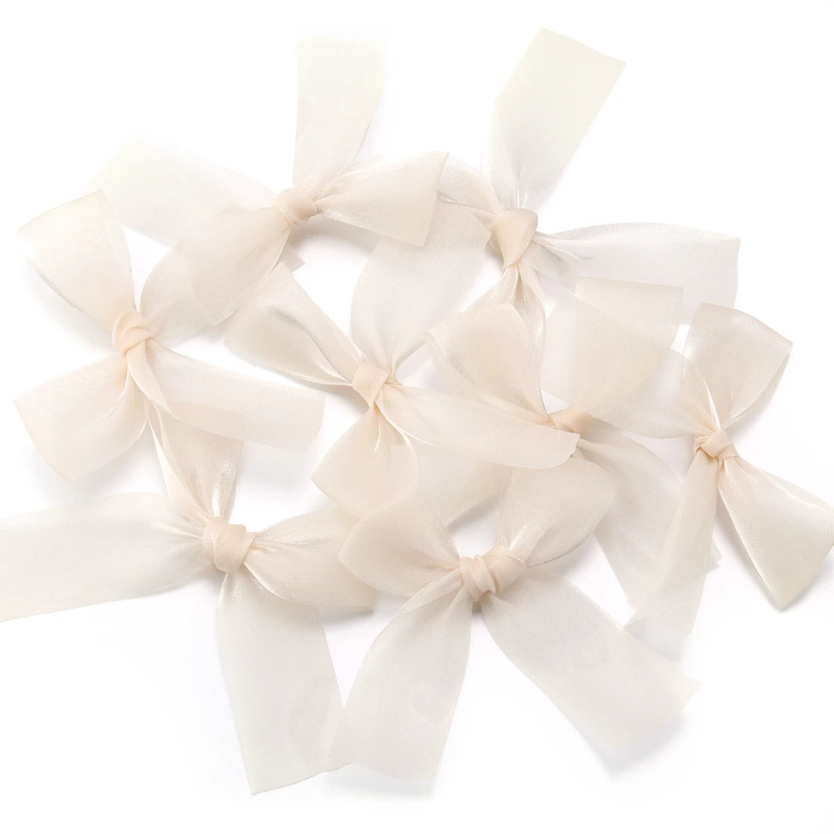 5pcs Satin Ribbon Bows 7x8cm – Multicolor Bowknot Craft Décor Craft Ribbon Bows PLUSH Champagne 7cmx8cm