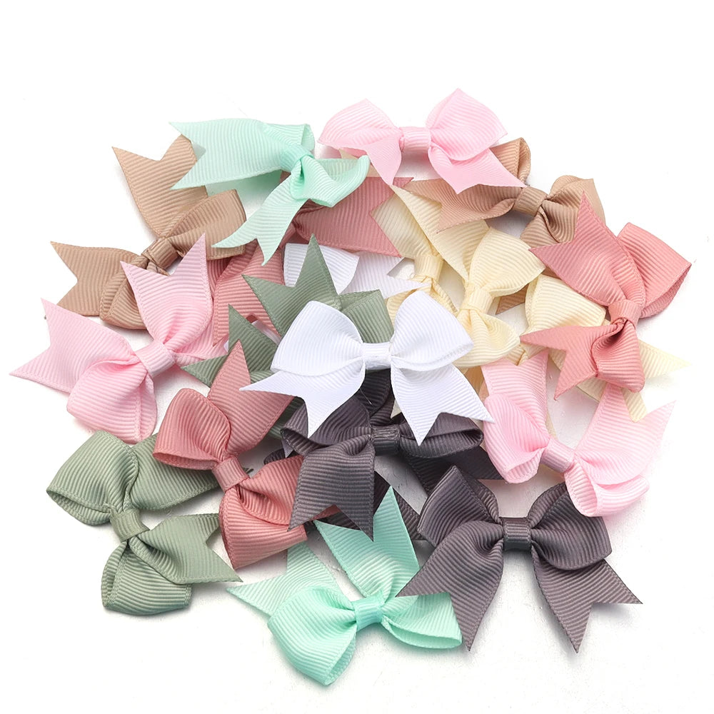 20pcs 2cm Satin Ribbon Bows – Colorful DIY Craft & Party Decor Ribbon Bow Embellishments PLUSH Mixed 2cm