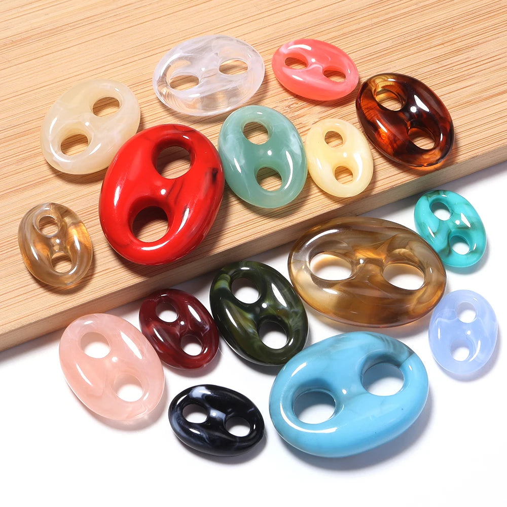 Acrylic Coffee Bean Pig Nose Link Charms DIY Jewelry 5-10pcs Acrylic Jewelry Charms PLUSH