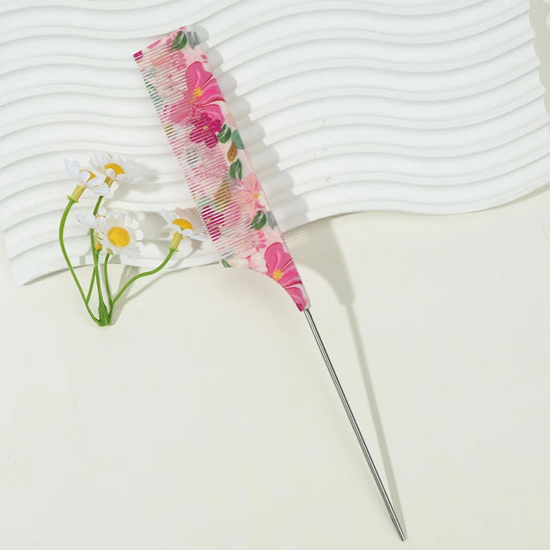 Floral Pointed Tail Comb Set – All Hair Types | 1–5 Pcs Hair Styling Comb PLUSH 106