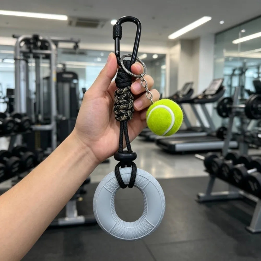 Tennis Fidget Keychain Grip Strength Trainer Squeeze Ring Fidget Keychain PLUSH Grey