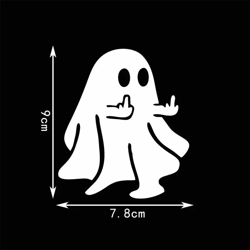 Funny Ghost Middle Finger Car Sticker – Waterproof PVC Decal Car Decal Sticker PLUSH H