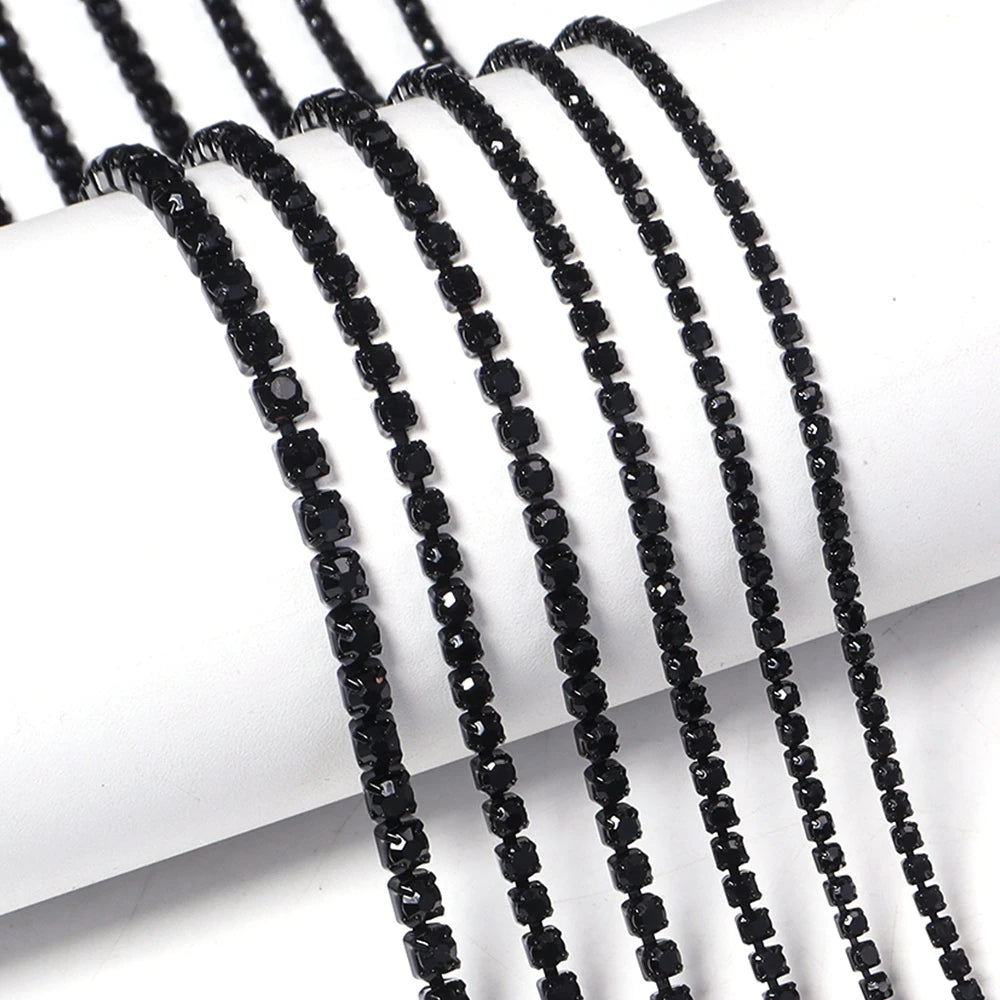 10 Yards Black Rhinestone Claw Chain 2–3.5mm | DIY Jewelry Rhinestone Chain PLUSH