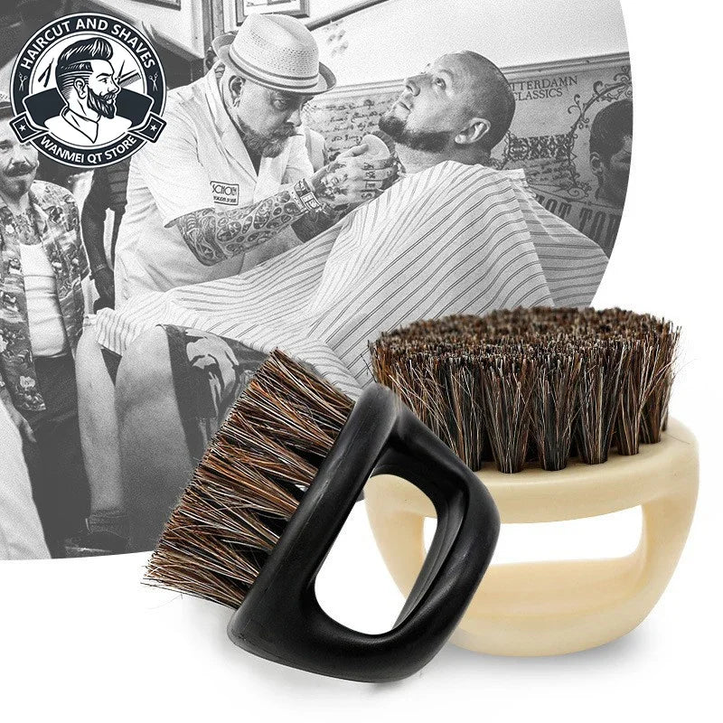 Men's Boar Bristle Beard Brush – Round Black Handle Grooming Beard Grooming Brush PLUSH