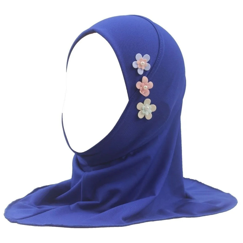 Girls Pull-On Hijab Turban Head Wrap | Soft Stretch | Ages 2–6 Kids Hijab Turban PLUSH Blue