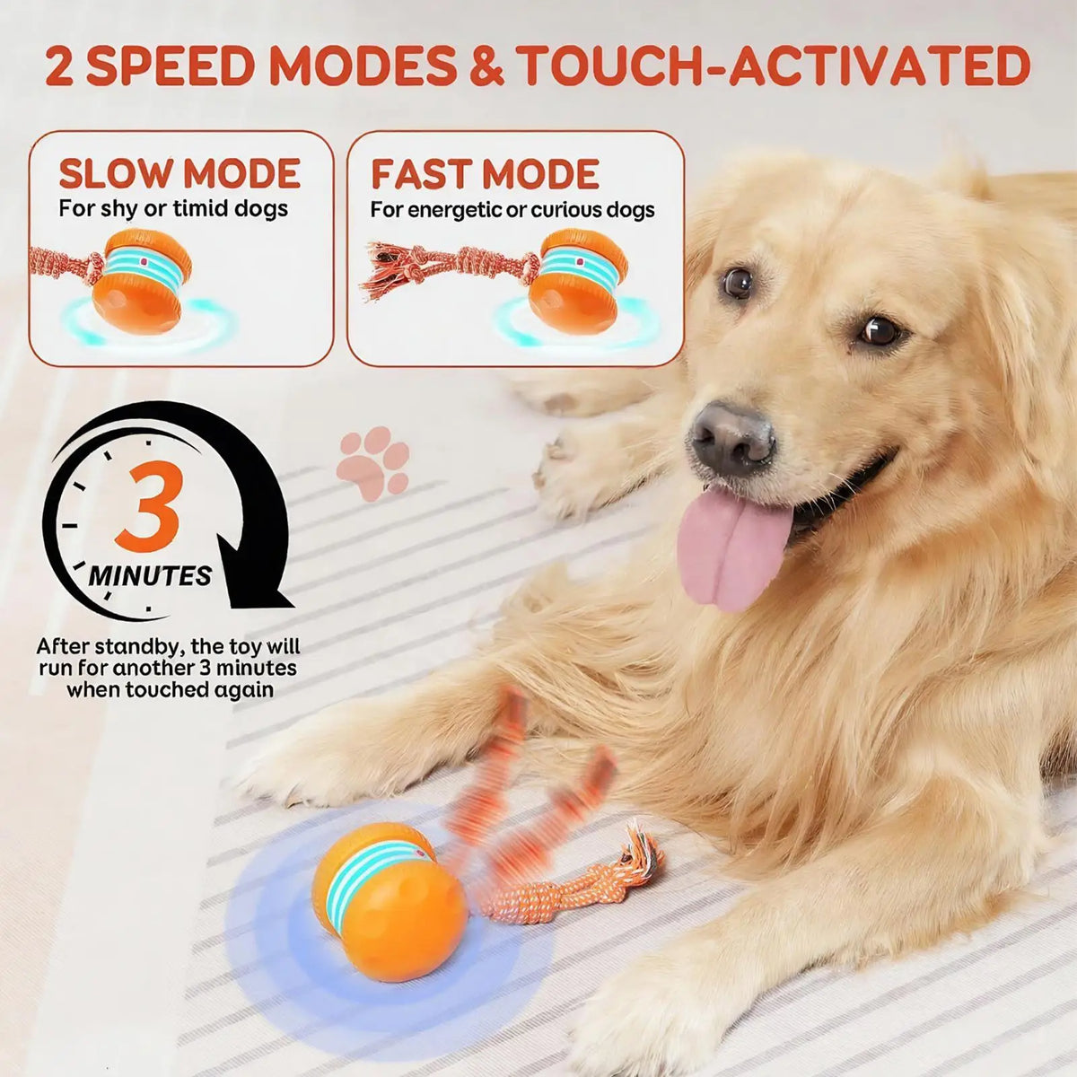 USB Rechargeable Auto-Rolling Interactive Cat Ball Toy Interactive Pet Toy PLUSH
