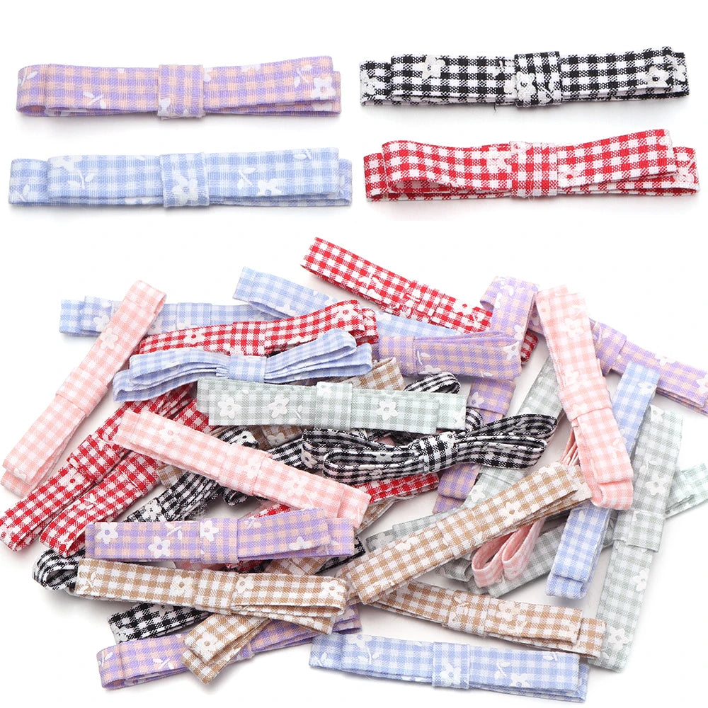 5pcs Plaid Floral Polyester Bowknots – DIY Hair & Craft Decor DIY Hair Bow PLUSH