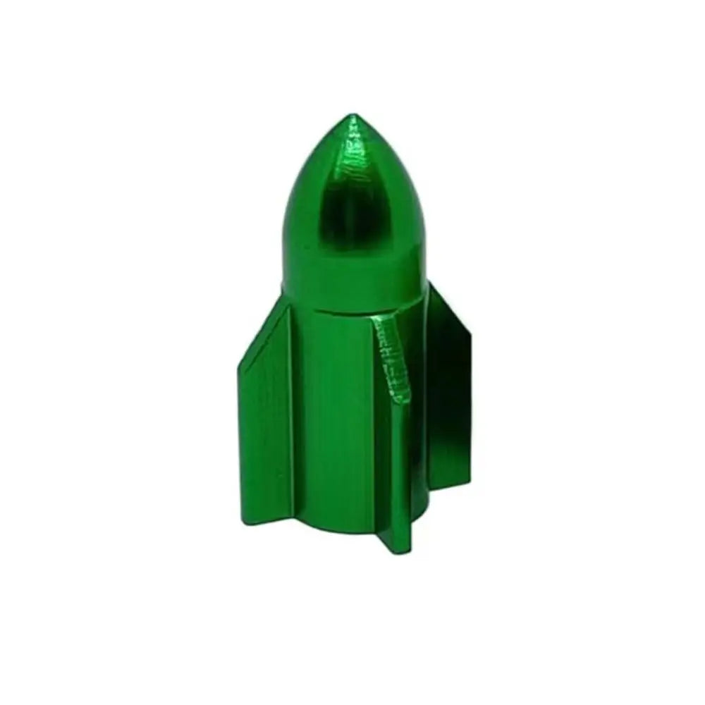 Rocket Shape Aluminum Alloy Tire Valve Caps – Multicolor Tire Valve Caps PLUSH green