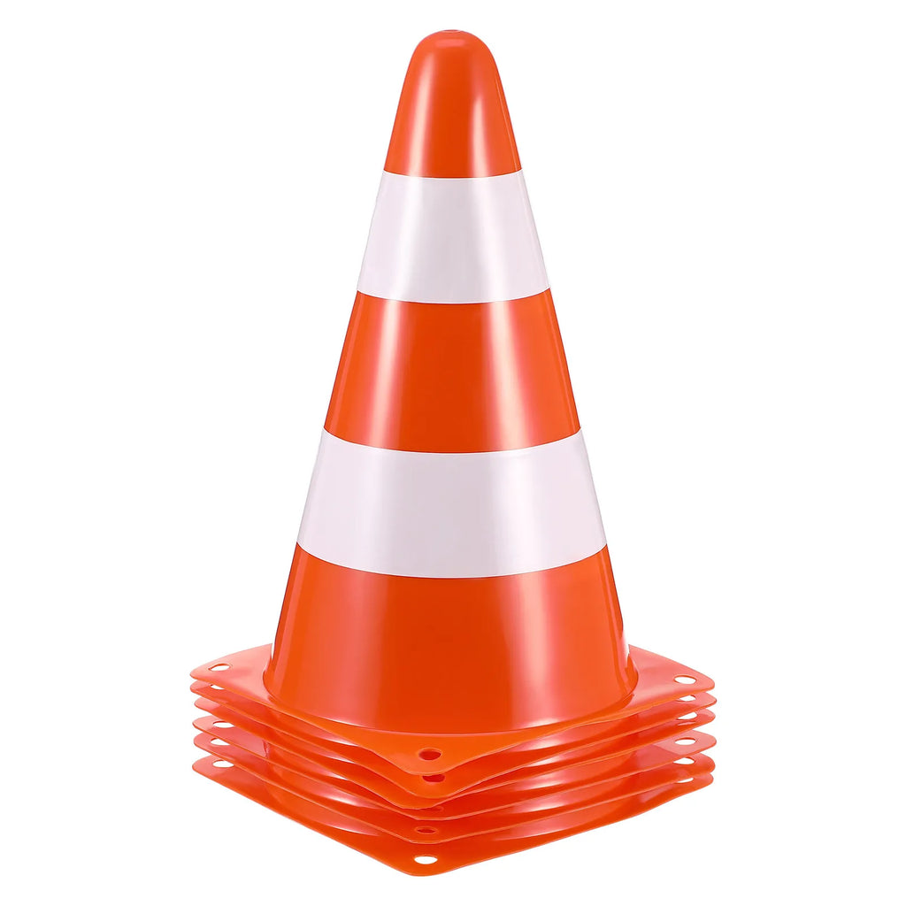 6-Pack Heavy Duty Reflective Stackable Traffic Cones Set Traffic Safety Cones PLUSH