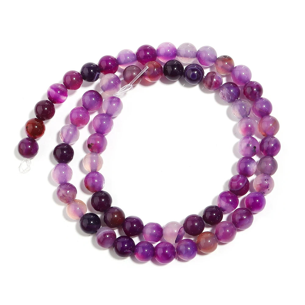 Purple Stripe Agate Beads 4–12mm | Natural Stone DIY Jewelry Natural Stone Beads PLUSH 6mm x 60pcs