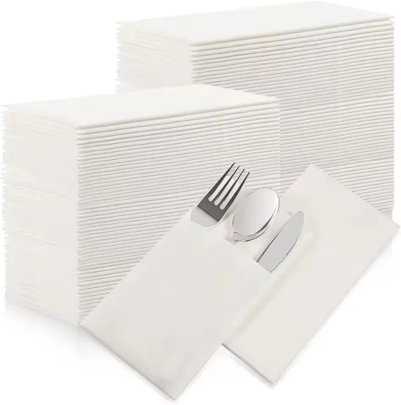 Prefolded Paper Napkins with Flatware Pocket – 25/50pcs Disposable Paper Napkins PLUSH