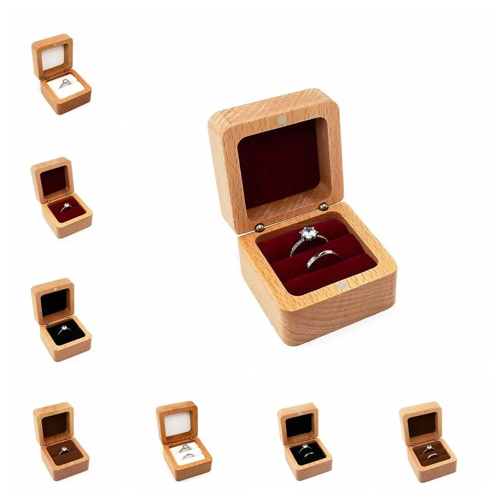 Velvet Wood Ring & Earring Box – Retro Jewelry Display Tray Jewelry Display Box PLUSH