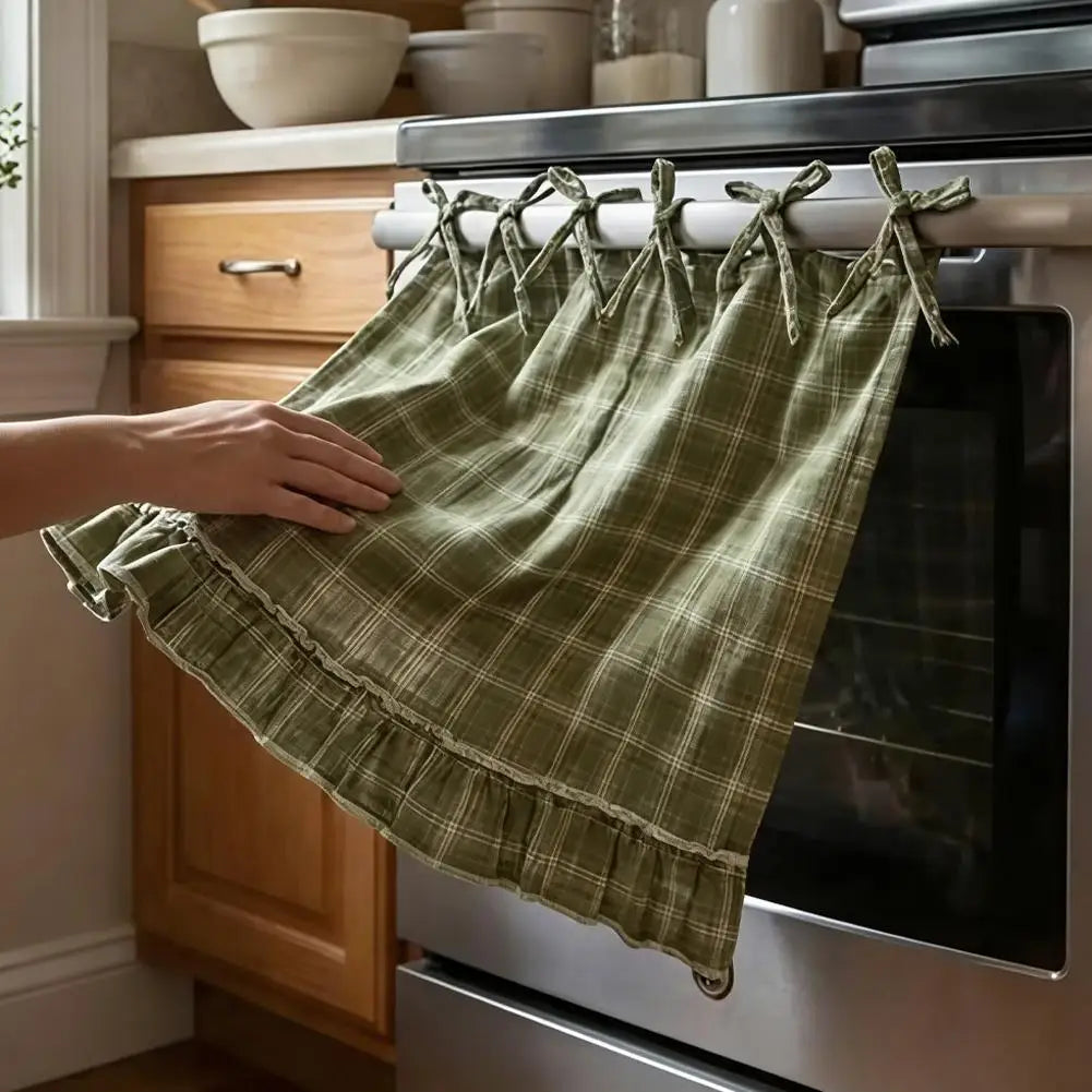 Farmhouse Oven Skirt Ruffle Trim – Kitchen Curtain Cover Kitchen Curtain Cover PLUSH