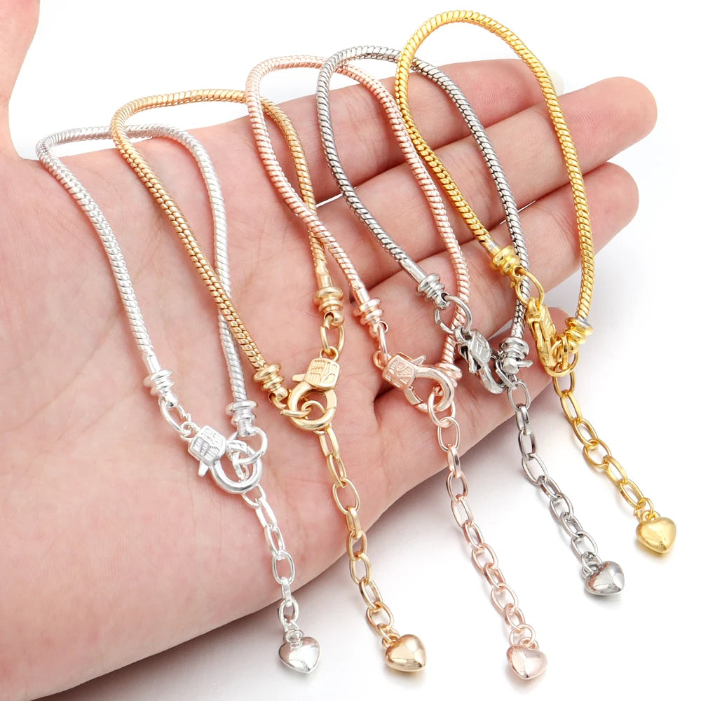 Metal Snake Chain Bracelet Blank with Heart Drop Extender Bracelet Blank PLUSH
