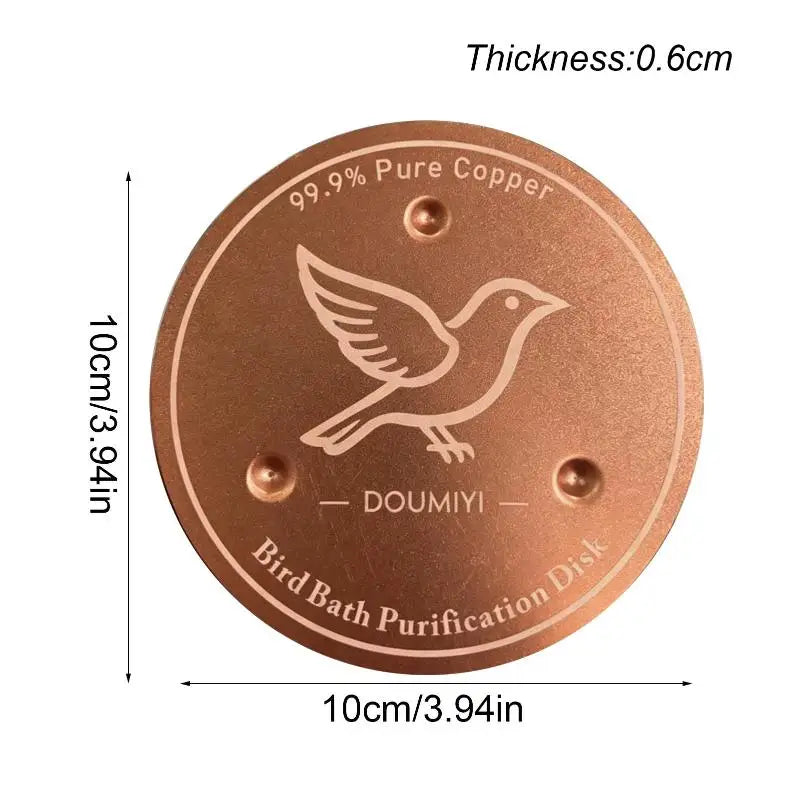 Pure Copper Bird Bath Purification Disk | Algae-Inhibiting Bird Bath Accessory PLUSH 10cm