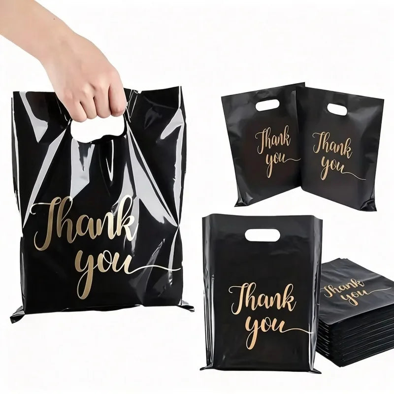 Black Thank You Gift Bags with Handles – 10/30/50pcs Pack Gift Bags PLUSH