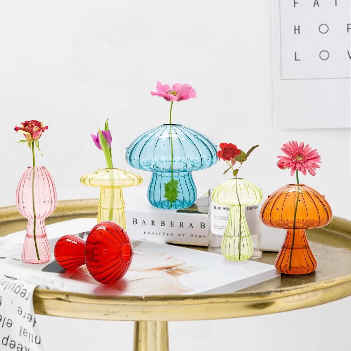 Mushroom Glass Vase Set – Mini Propagation Terrarium Décor Glass Propagation Vase PLUSH