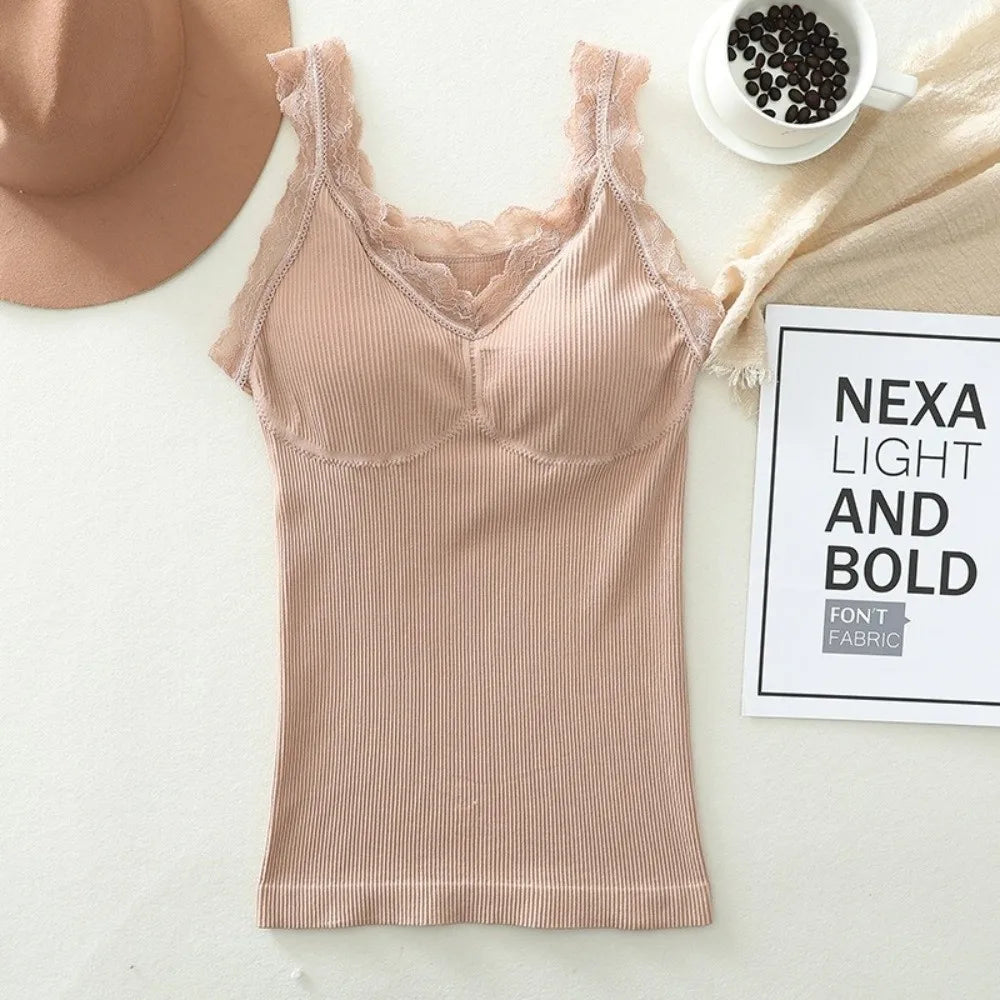 Women's Thermal Lace Camisole – Plush Seamless Warm Vest Thermal Camisole Vest PLUSH