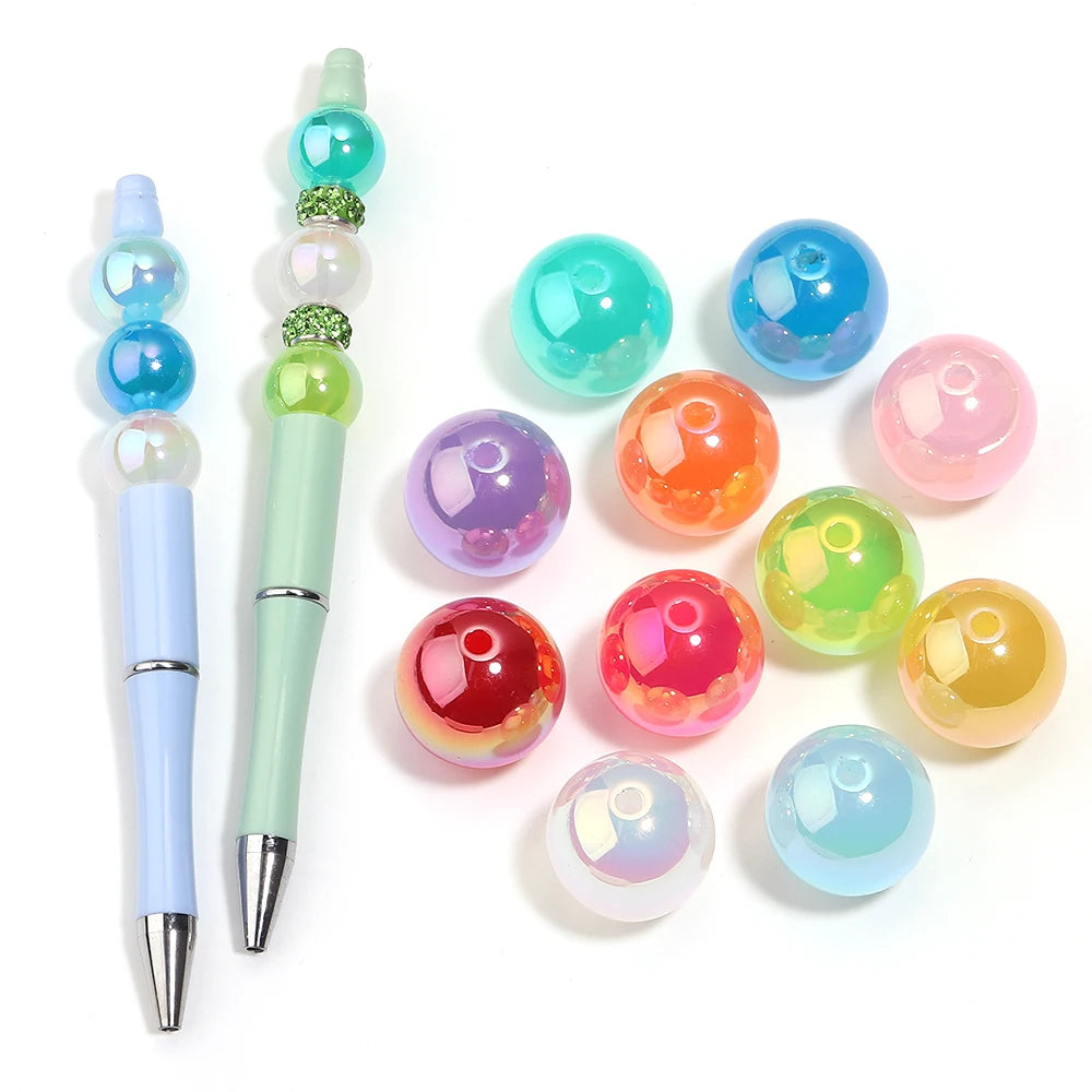 10pcs 16mm Plated Multicolor Round Acrylic Spacer Beads DIY Acrylic Spacer Beads PLUSH