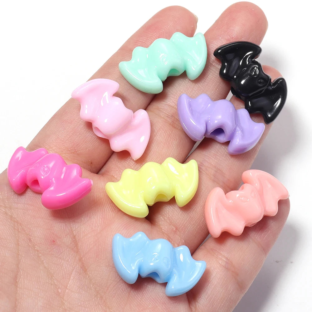 50pcs Bat Shape Plastic Spacer Beads – Halloween Jewelry Making Jewelry Making Beads PLUSH