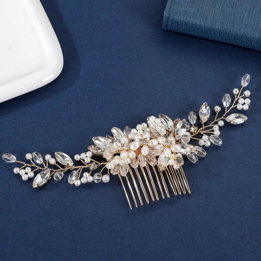 Pearl Flower Bridal Hair Comb – Sparkling Wedding Headpiece Bridal Hair Comb PLUSH