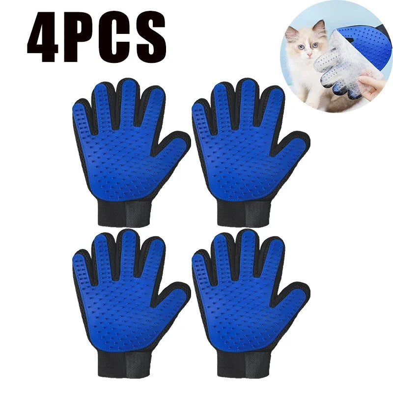 Pet Grooming Glove – Dog & Cat Deshedding Massage Brush Pet Grooming Glove PLUSH 4PCS