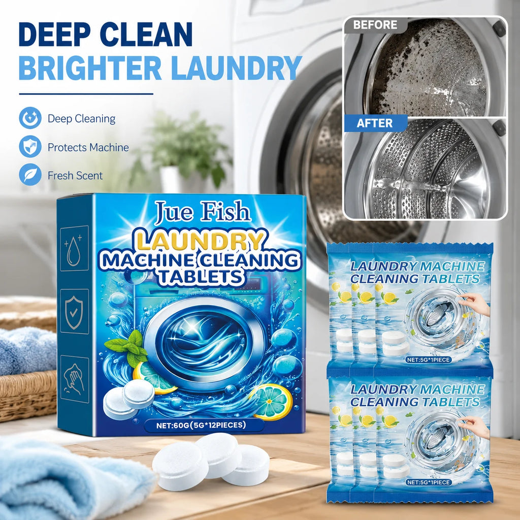12pcs Washing Machine Cleaning Effervescent Tablets | Jue-Fish Washer Cleaning Tablets PLUSH