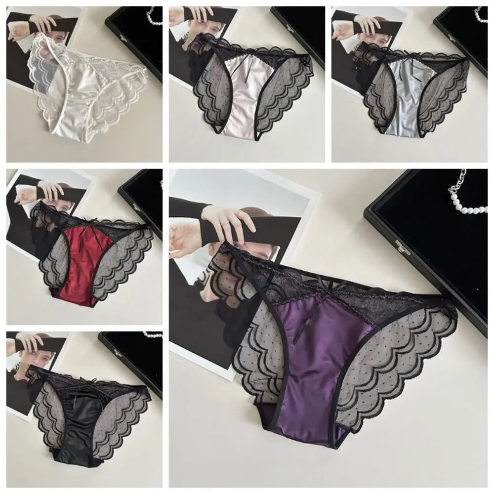 Low Rise Lace Briefs – Seamless Mesh Panties Cotton Crotch Women's Lace Briefs PLUSH