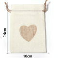 5pcs Heart Burlap Drawstring Gift Bags – Jute Wedding Pouches Burlap Gift Bags PLUSH Beige10x14cm 5pcs