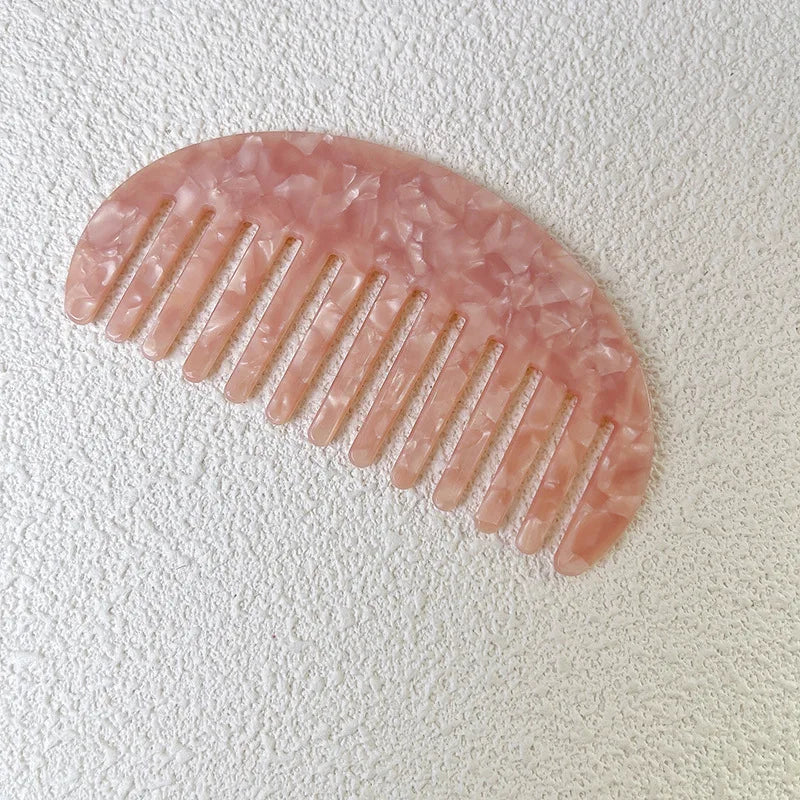 Acetate Wide Tooth Hair Comb – Retro Korean Style for Women Hair Comb PLUSH 5 pink